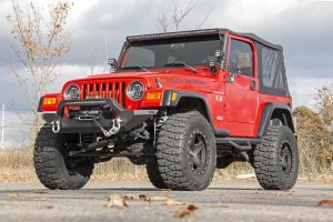 Jeep Wrangler Unlimited Front Bumper - Rough Country - Rock Crawler - Satin Black - '04-'06